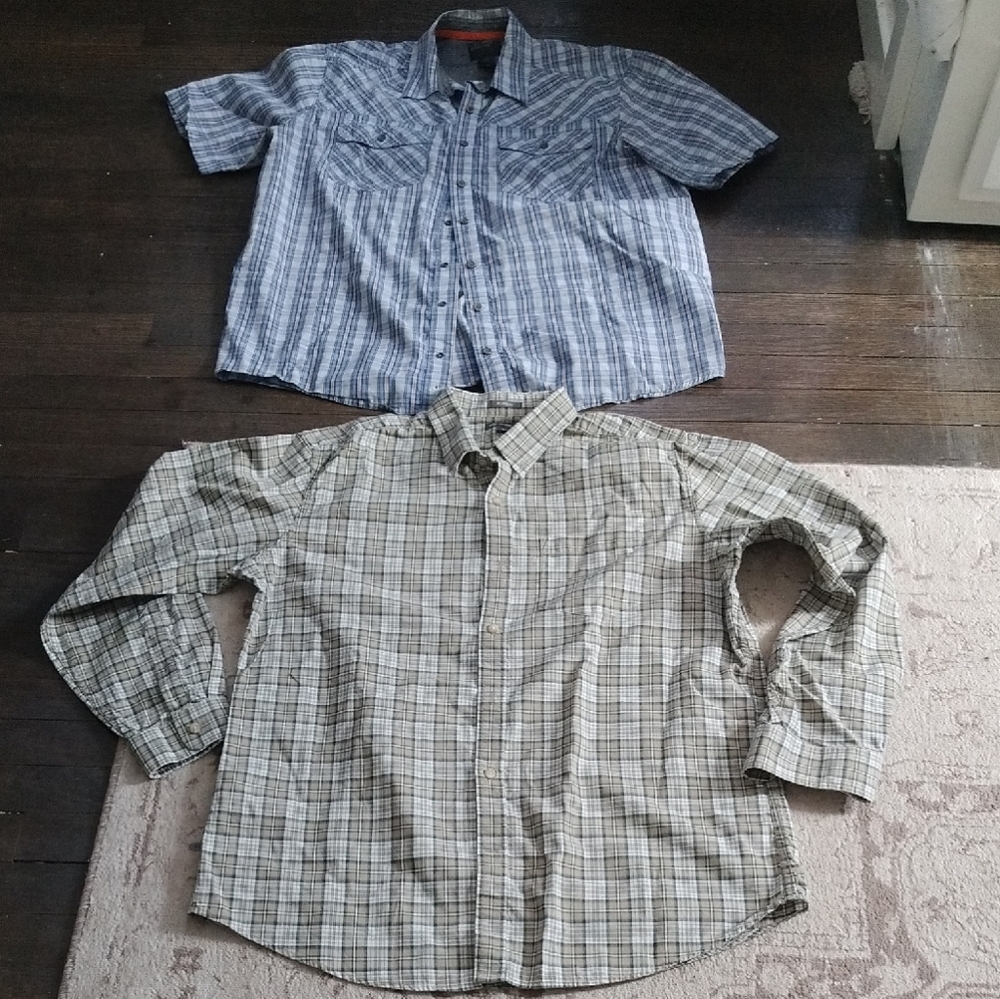 2 in Lot Eddie Bauer// 5/11 Tactical Plaid Button-Down Button Down Shirt Sz L